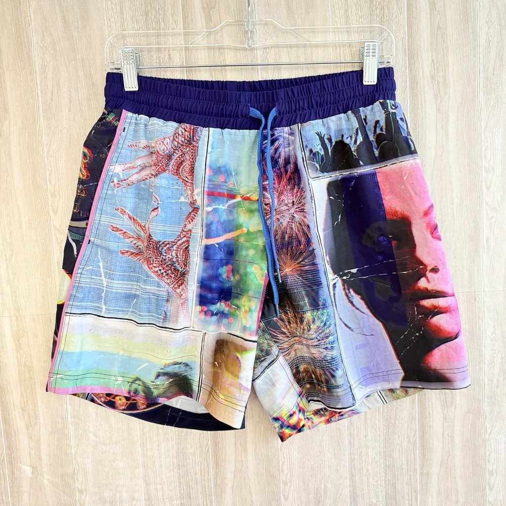 Niyama Sol Shorts Mens Size 32 Lined Graphic Athletic Abstract Bold Stretch Gym
